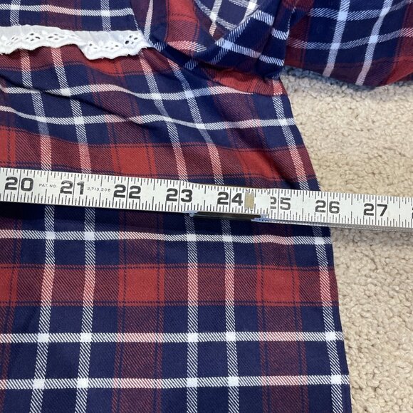 Cuddledown Plaid Flannel Pajamas Size XXL Red Navy Eyelet Prairie Grannycore - Picture 5 of 10